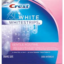 Crest 3D White Whitestrips Gentle Routine Enamel Safe Dental Whitening Kit, 28ct